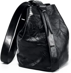 Bucket Purses for Women, Leather Woven Bucket Bag Drawstring Purse Hobo Crossbody Bucket Handbags