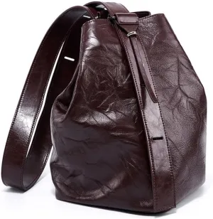 Bucket Purses for Women, Leather Woven Bucket Bag Drawstring Purse Hobo Crossbody Bucket Handbags