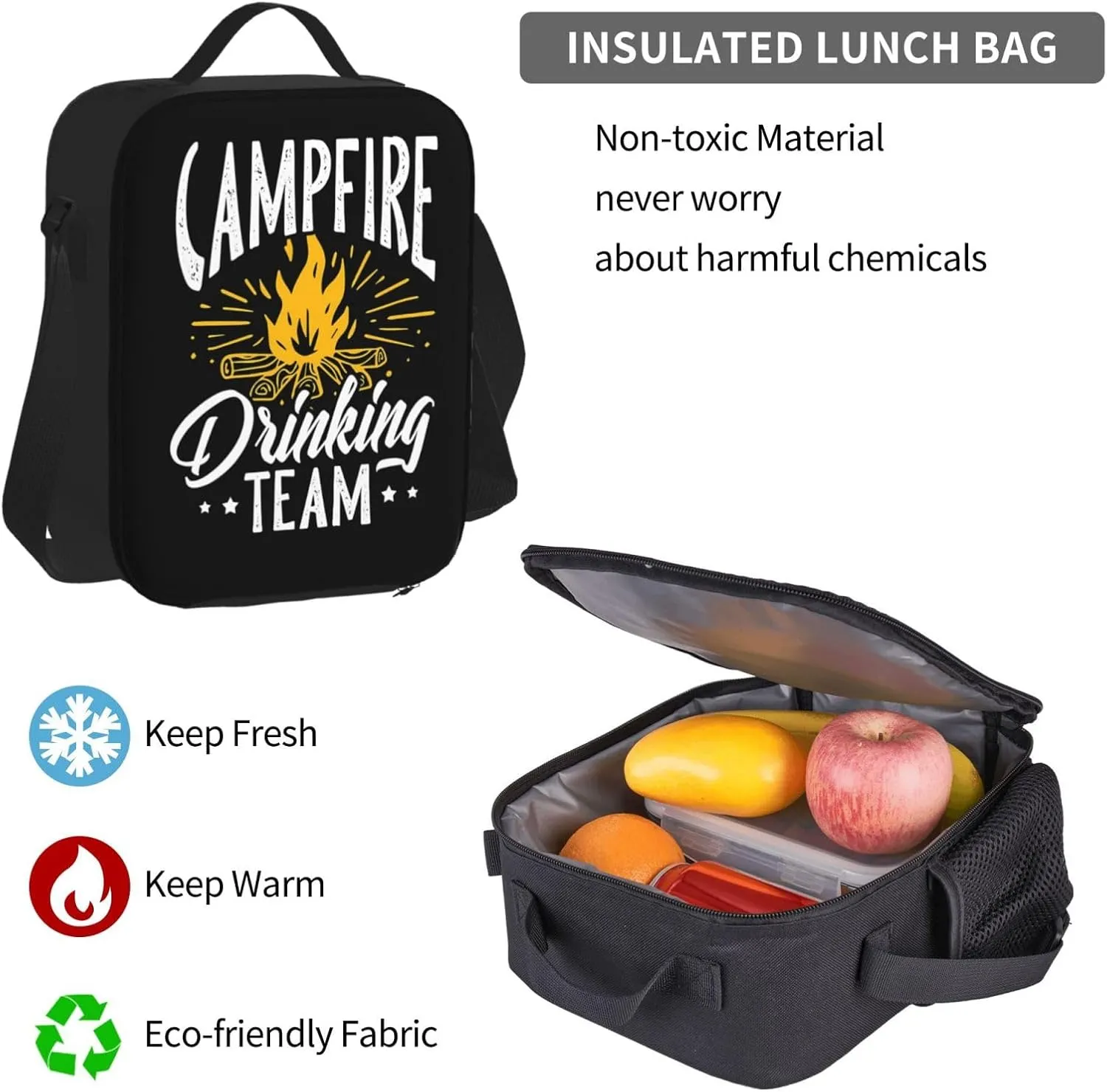 Campfire Drinkings Team Camping Multifunctional Pocket Backpack Crossbody Lunch Bag Pencil Case 3Pcs Set Large Capacity Backpack