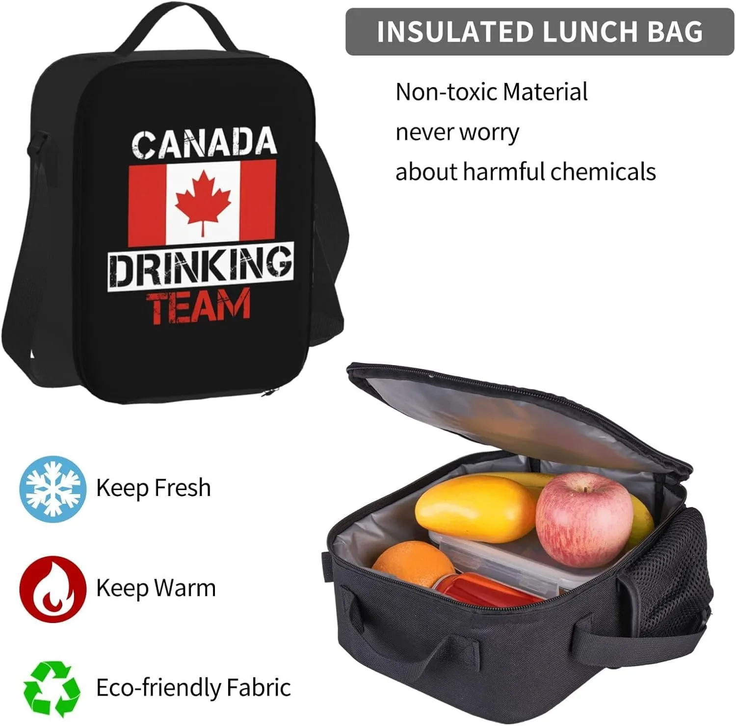 Canada Drinkings Team Canadian Flag Beer Party Multifunctional Pocket Backpack Crossbody Lunch Bag Pencil Case 3Pcs Set Large Capacity Backpack