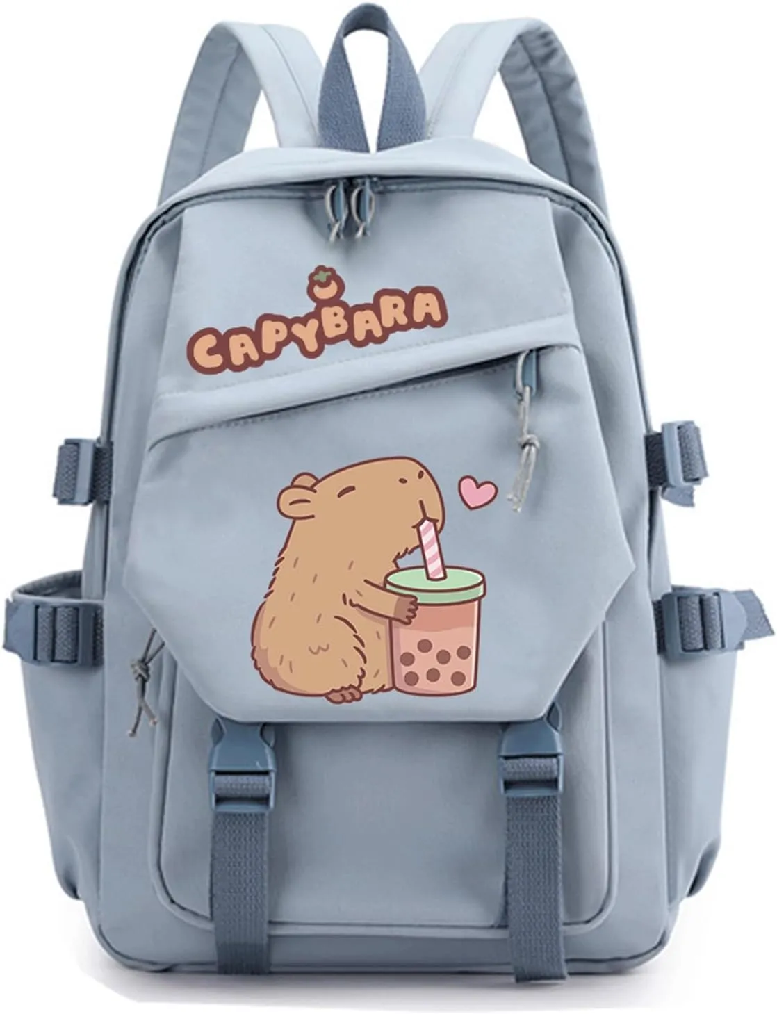 Capybara Backpack Cute Funny Mochila Capybara Kawaii Utility Kapibara Daypack Cartoon Going Out Travel Laptop Bag(Blue,A)