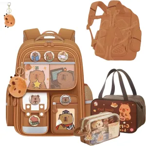 Capybara Backpack Mochila Capybara Cute Kawaii Kapibara Daypack Funny Going Out Cartoon Laptop Travel Casual Bag(Khaki,Medium)