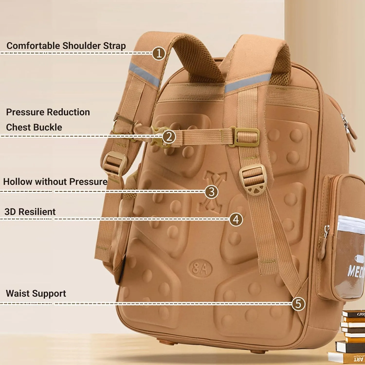 Capybara Backpack Mochila Capybara Cute Kawaii Kapibara Daypack Funny Going Out Cartoon Laptop Travel Casual Bag(Khaki,Medium)