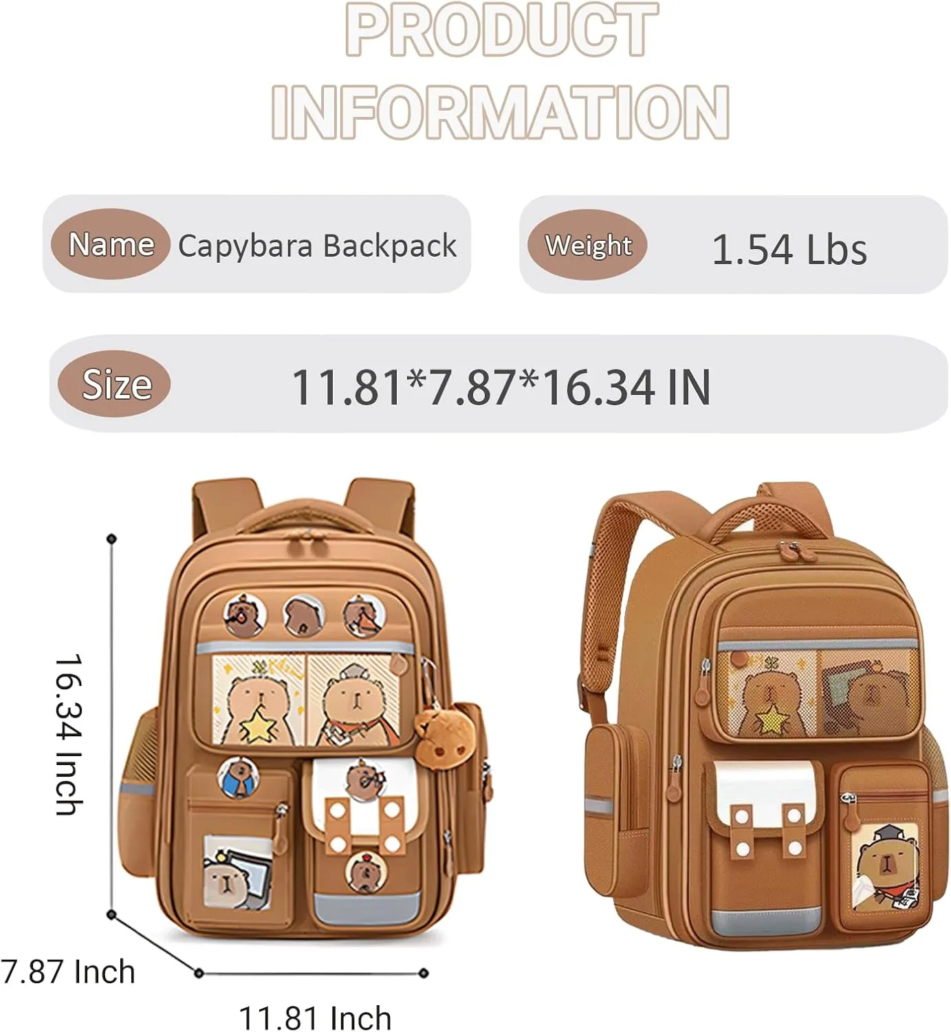 Capybara Backpack Mochila Capybara Cute Kawaii Kapibara Daypack Funny Going Out Cartoon Laptop Travel Casual Bag(Purple,Medium)