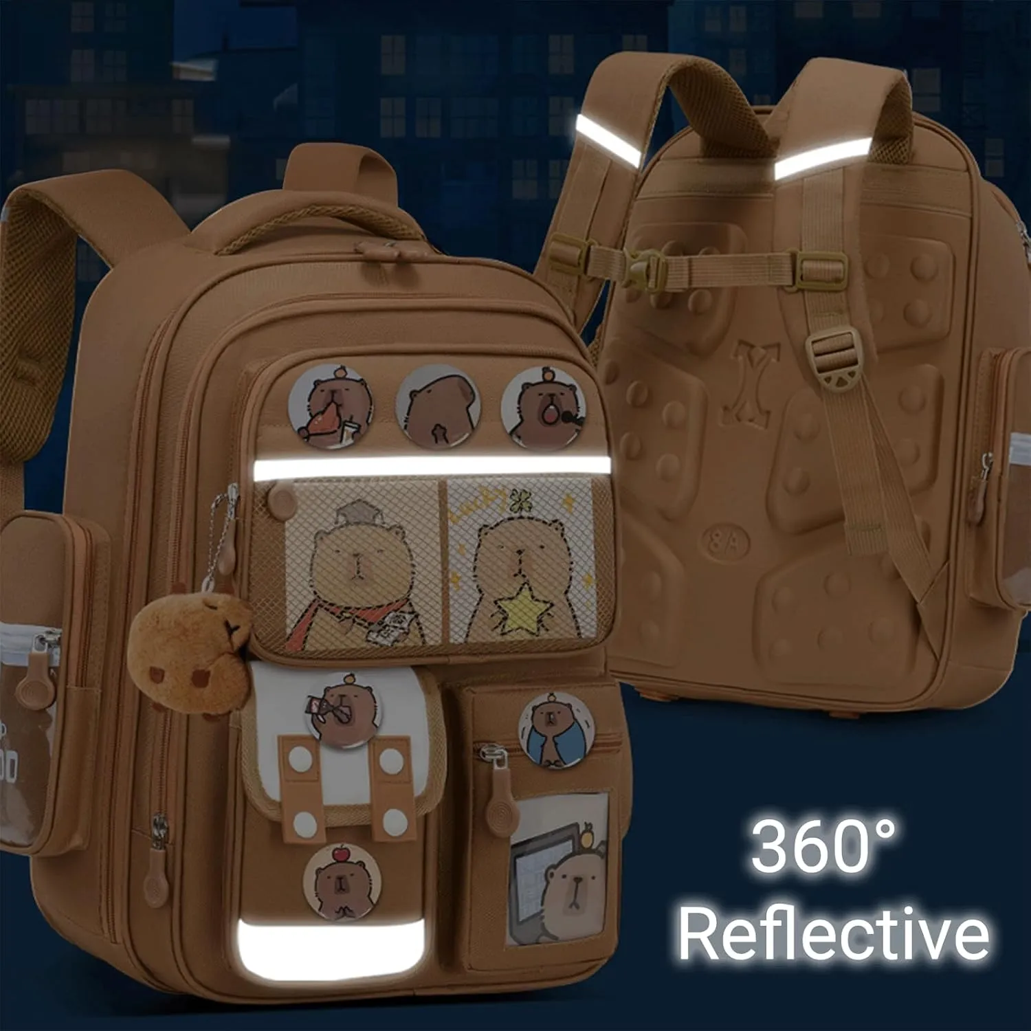 Capybara Backpack Mochila Capybara Cute Kawaii Kapibara Daypack Funny Going Out Cartoon Laptop Travel Casual Bag(Purple,Medium)
