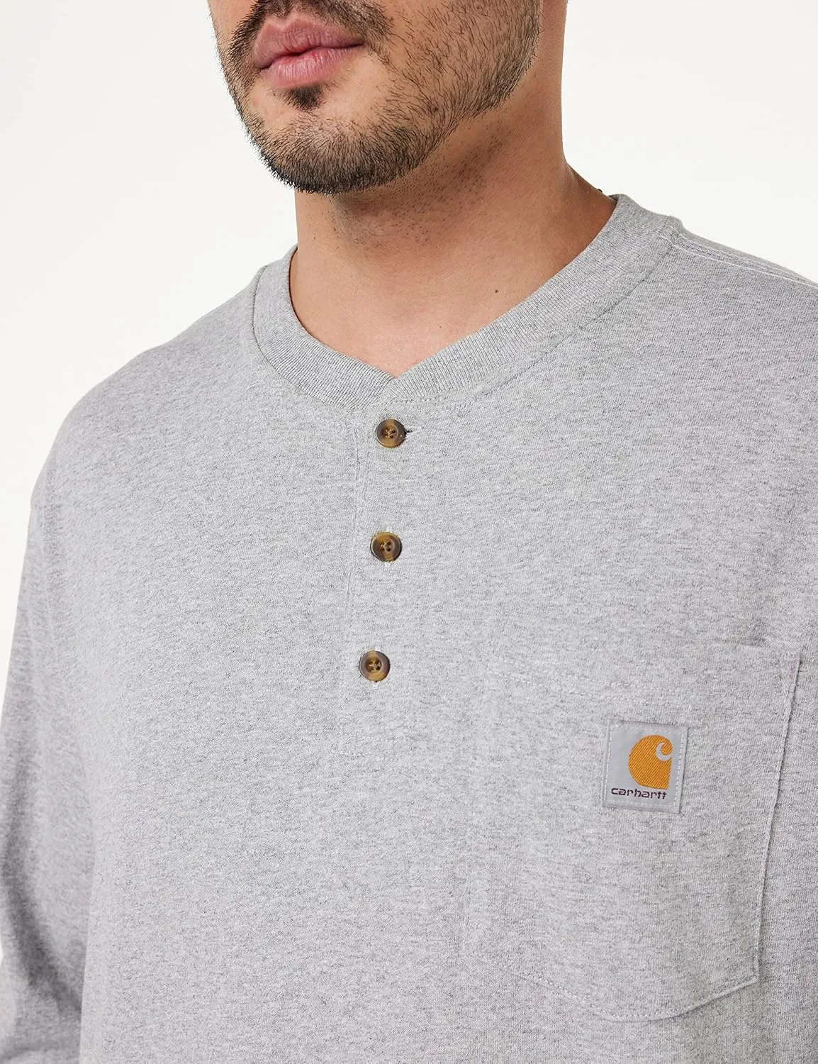 Carhartt Men's Loose Fit Heavyweight Long-Sleeve Pocket Henley T-Shirt