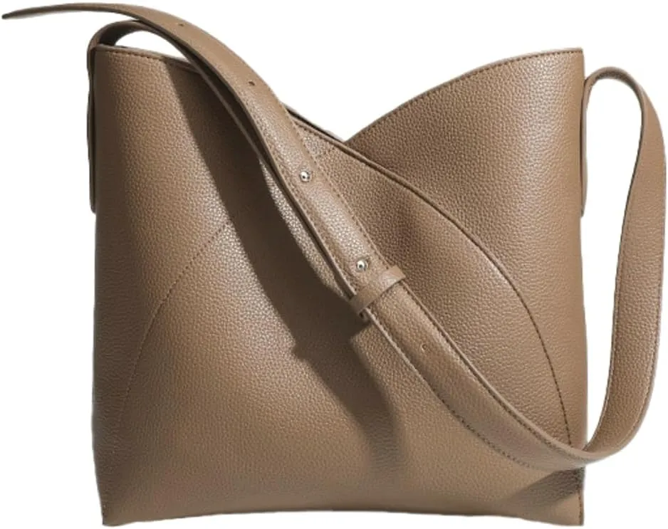 Casual Vegan Leather Shoulder Crossbody Bag for Women Ladies Large Tote Purse Bucket Handbags Trendy Work Satchel
