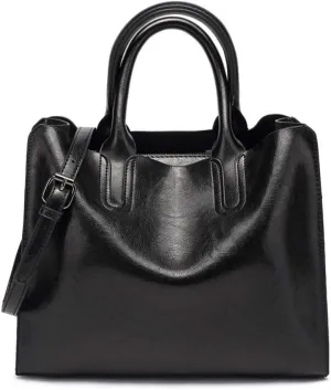 Cayla Women's Ladies PU Leather Shoulder Top-handle-handbags Satchel Tote Bag Purse Black