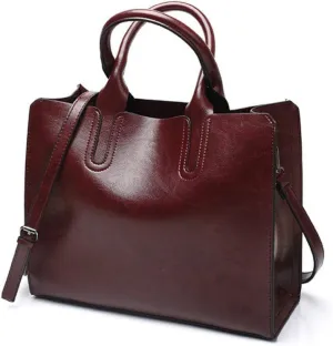 Cayla Women's Ladies PU Leather Shoulder Top-handle-handbags Satchel Tote Bag Purse Coffee
