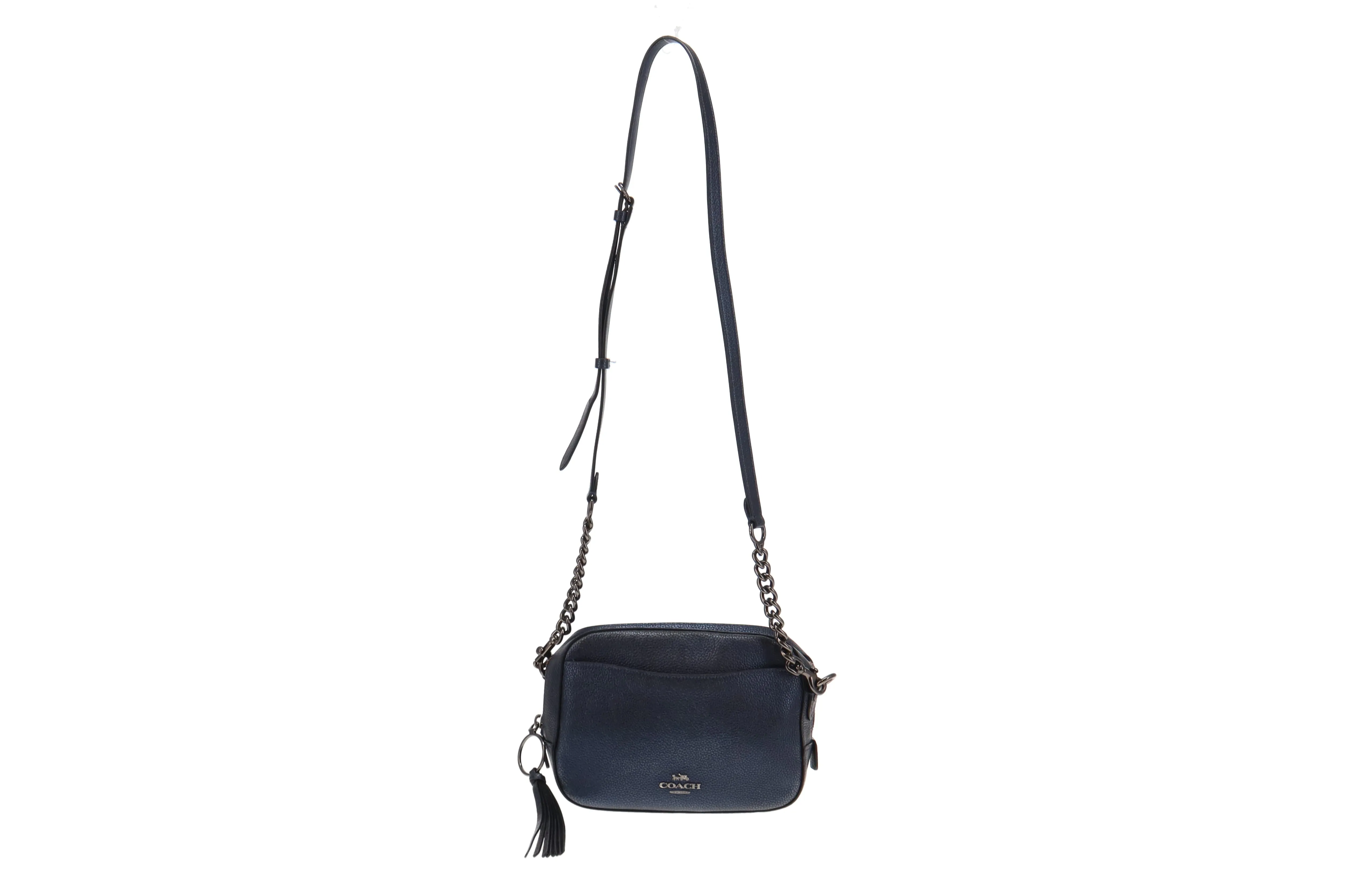 Coach Blue Metallic Leather Camera Bag