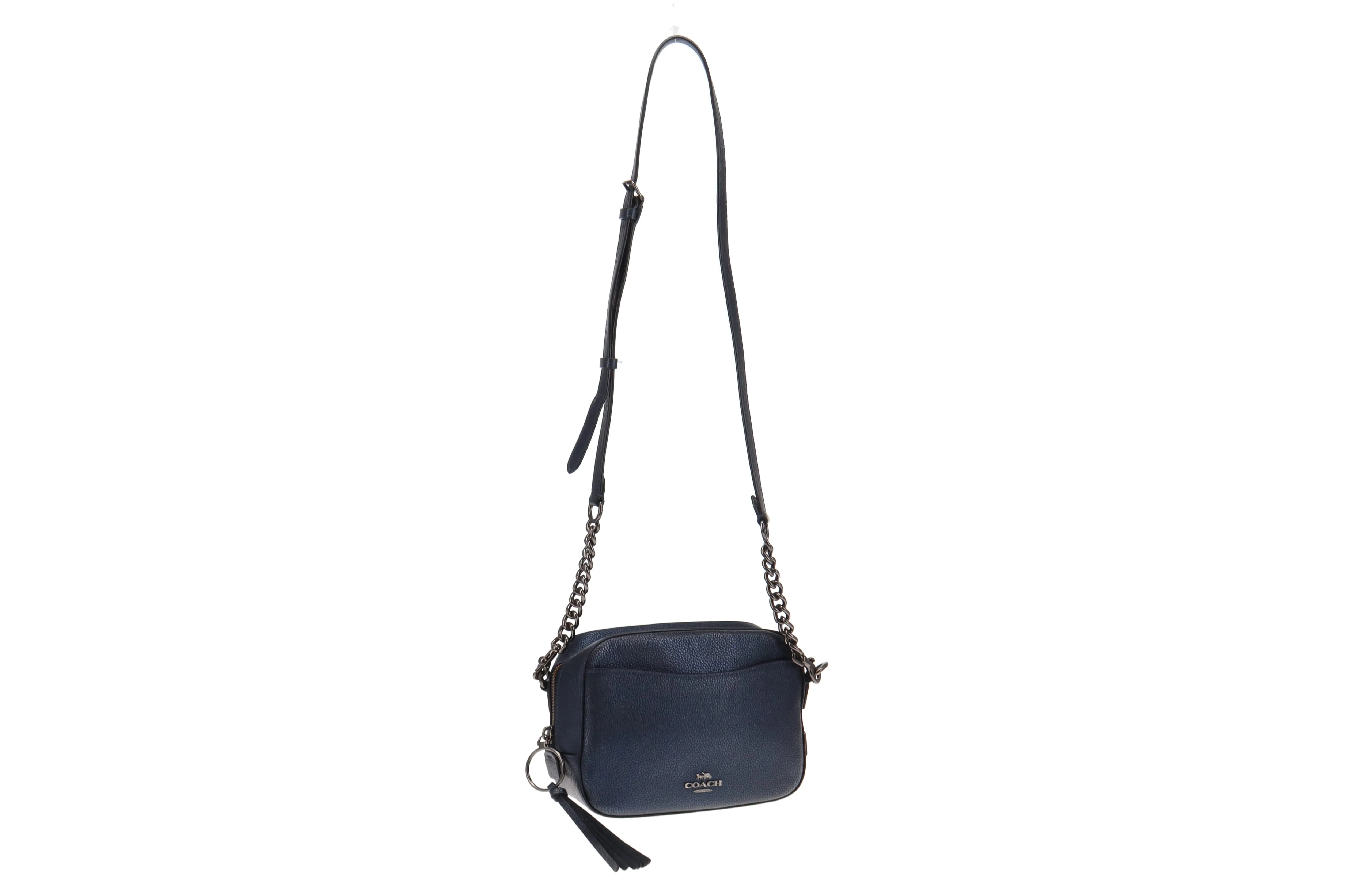 Coach Blue Metallic Leather Camera Bag