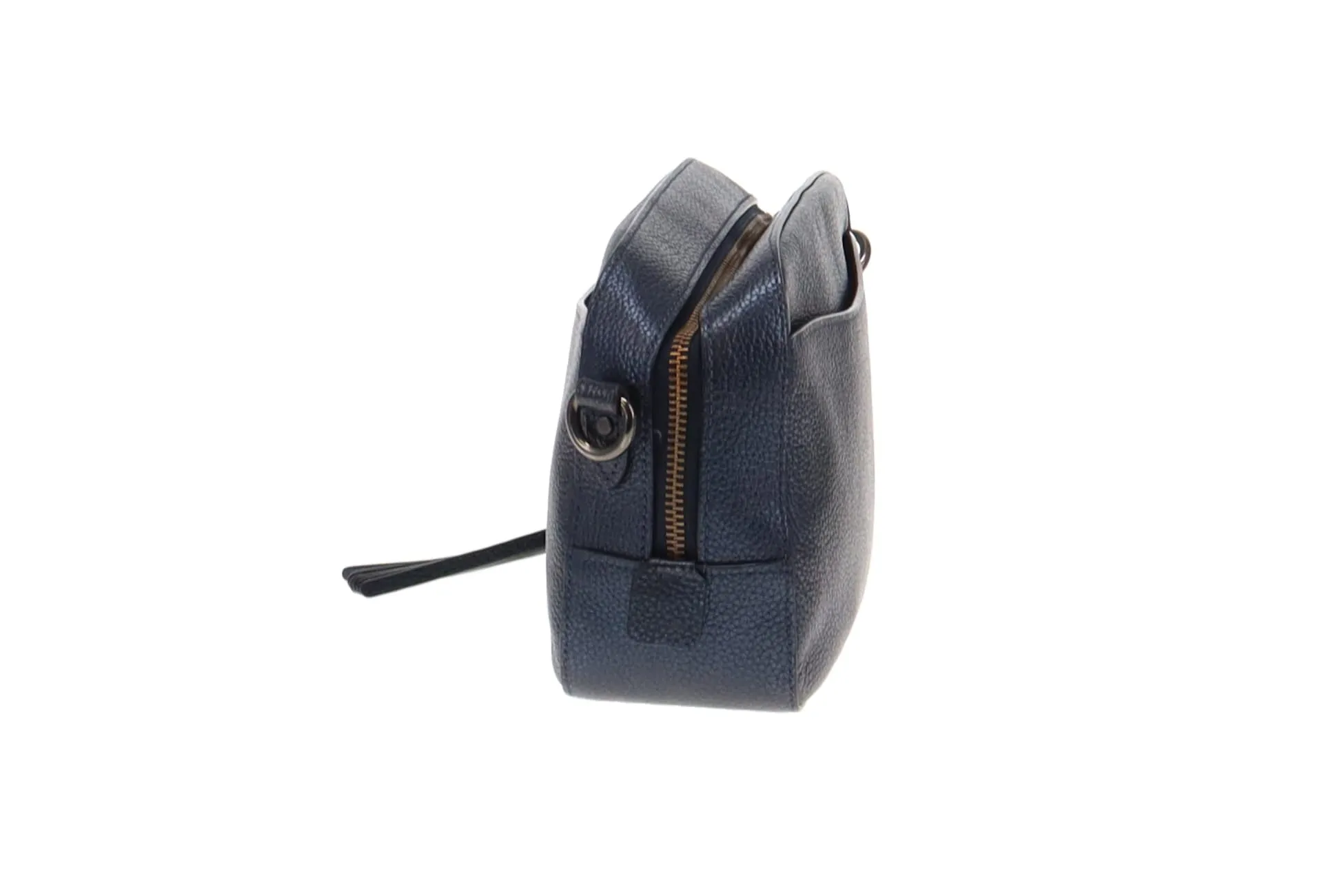 Coach Blue Metallic Leather Camera Bag