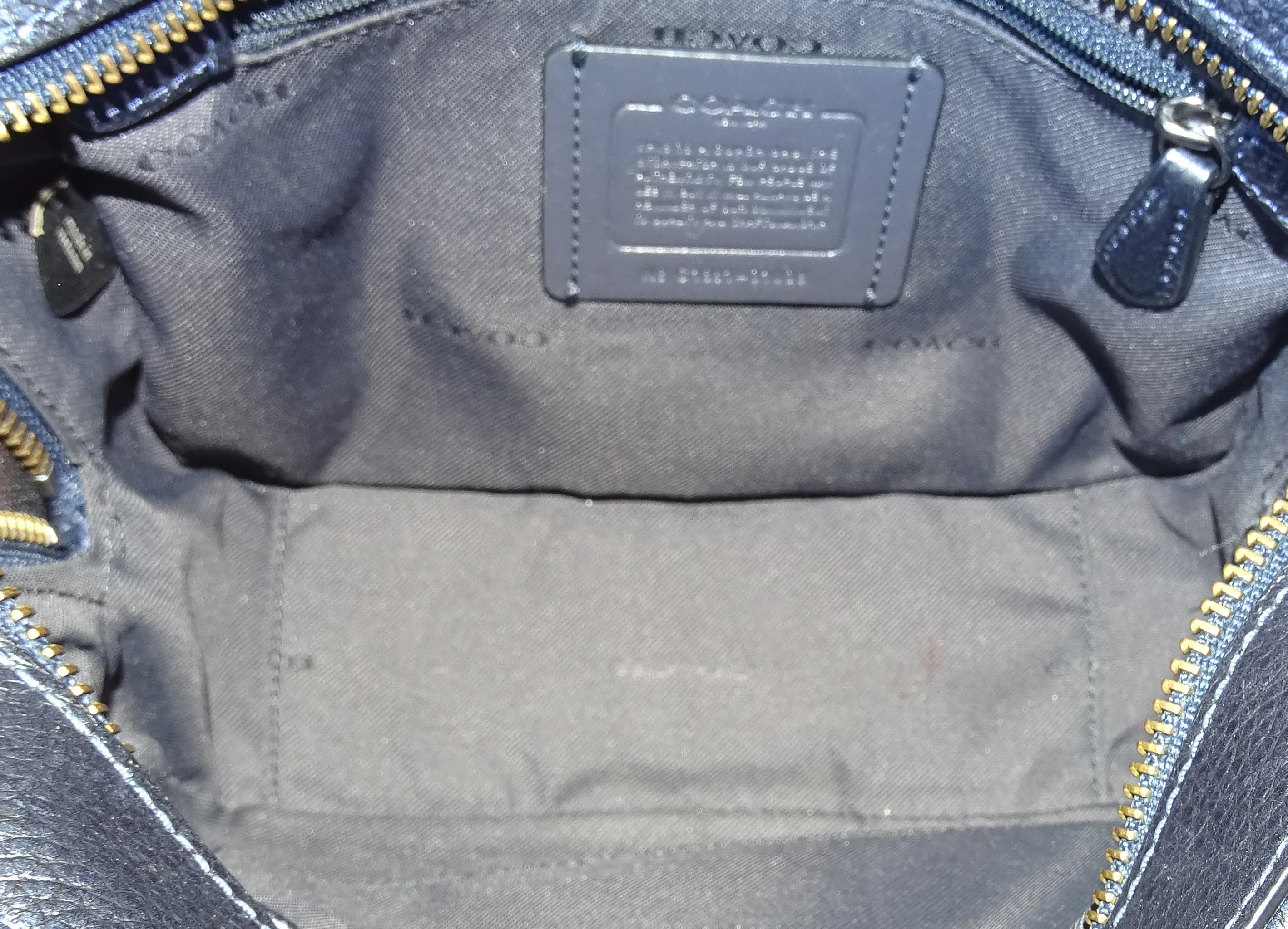 Coach Blue Metallic Leather Camera Bag