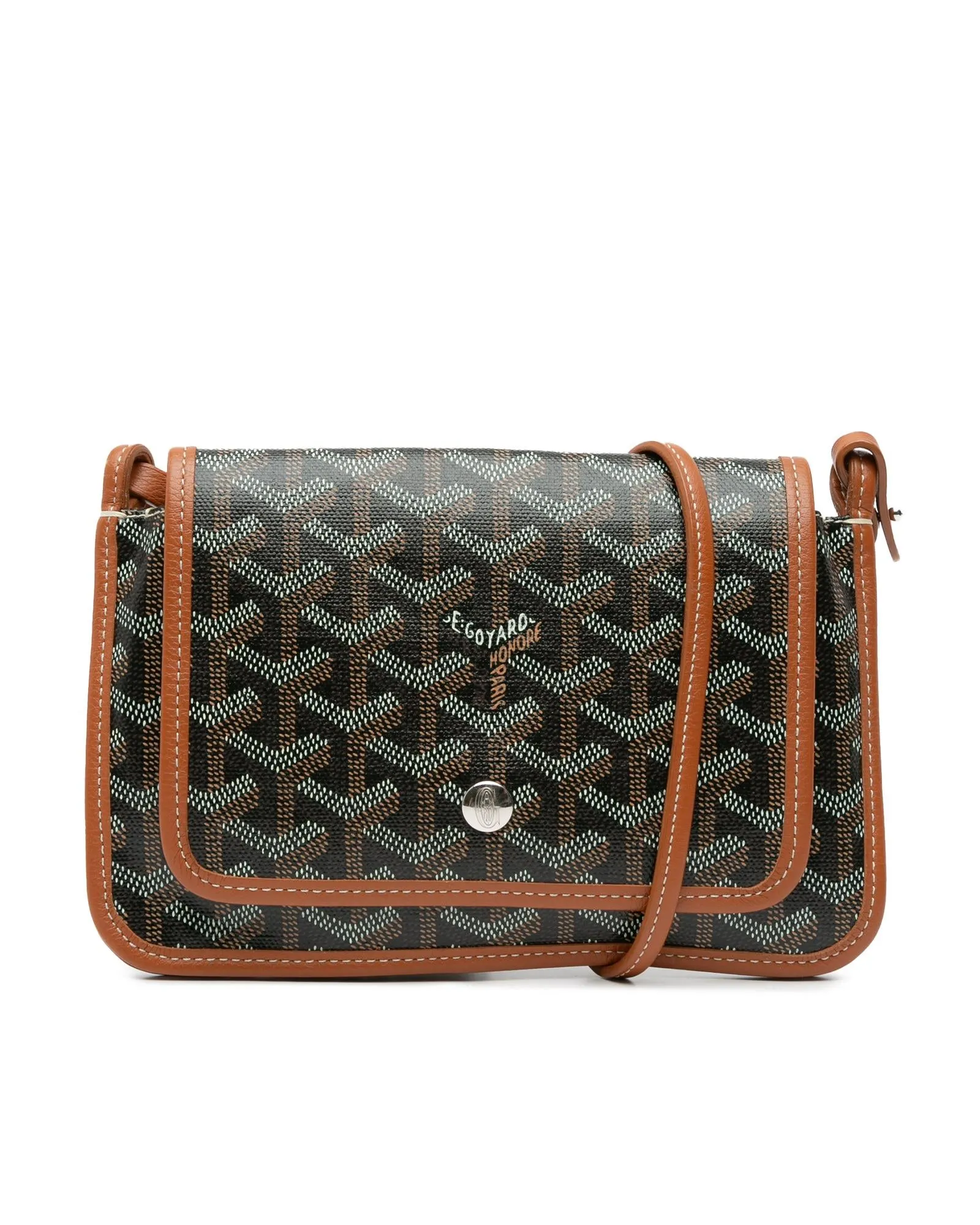 Coated Canvas Wallet with Leather Strap and Snap Closure