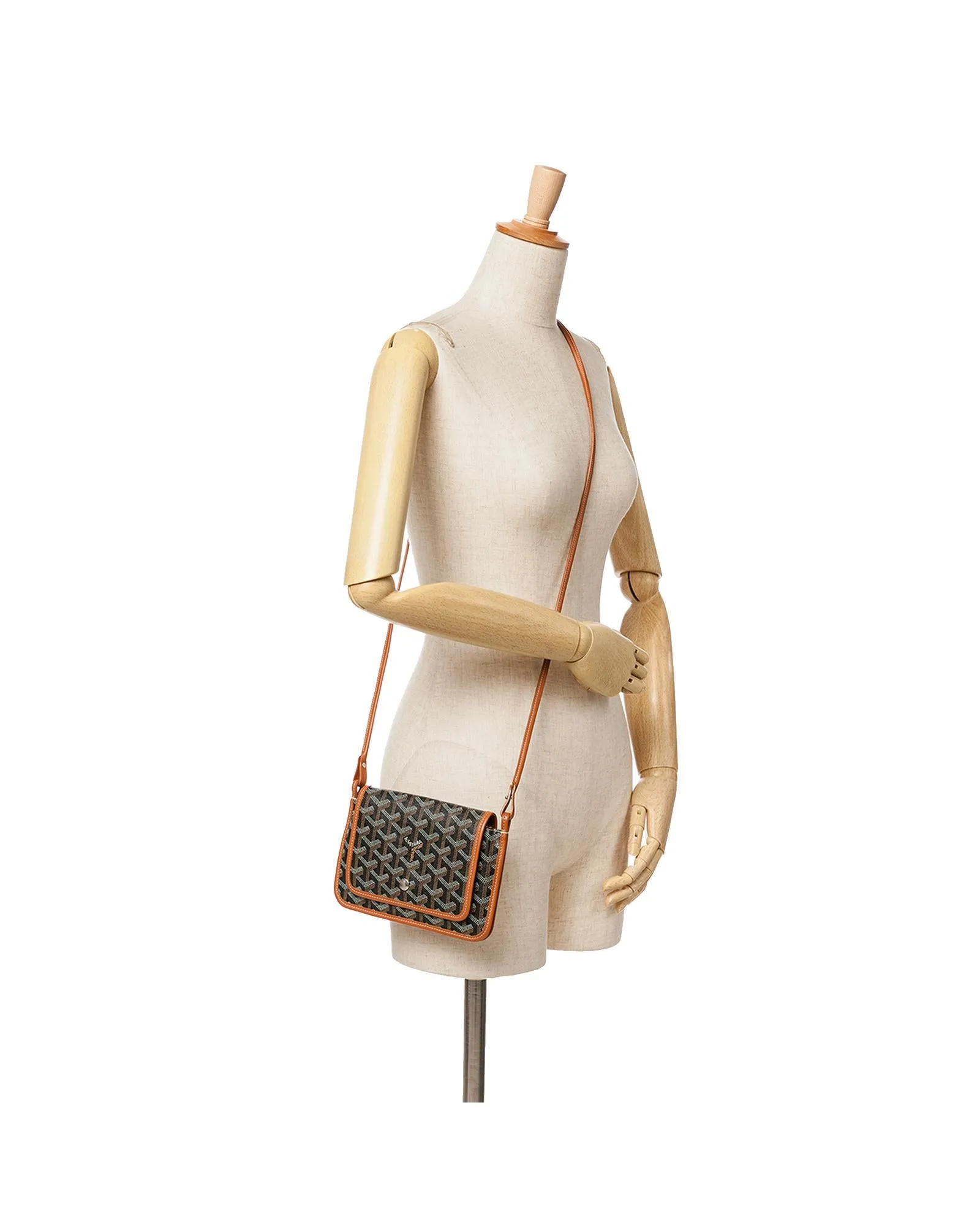 Coated Canvas Wallet with Leather Strap and Snap Closure