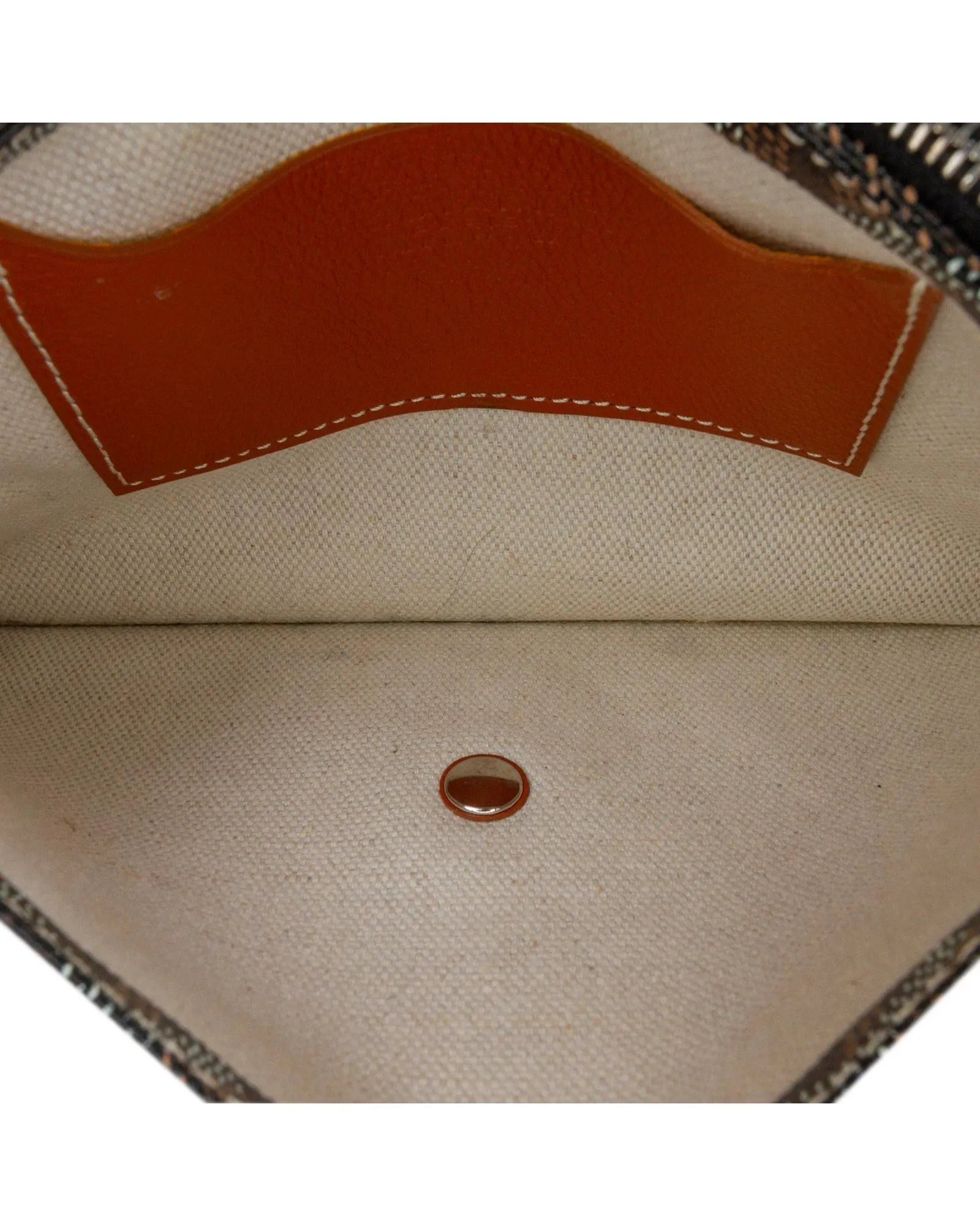 Coated Canvas Wallet with Leather Strap and Snap Closure