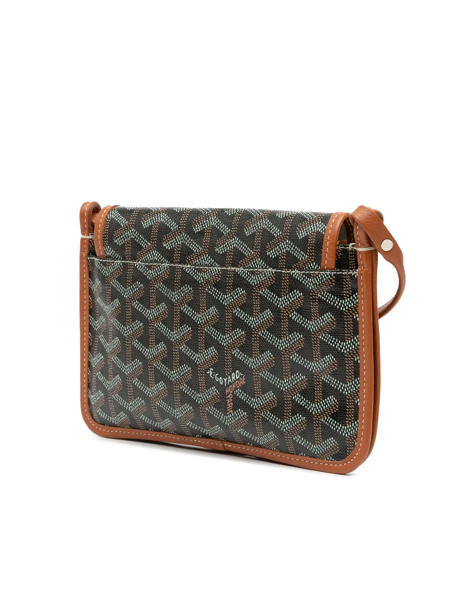 Coated Canvas Wallet with Leather Strap and Snap Closure