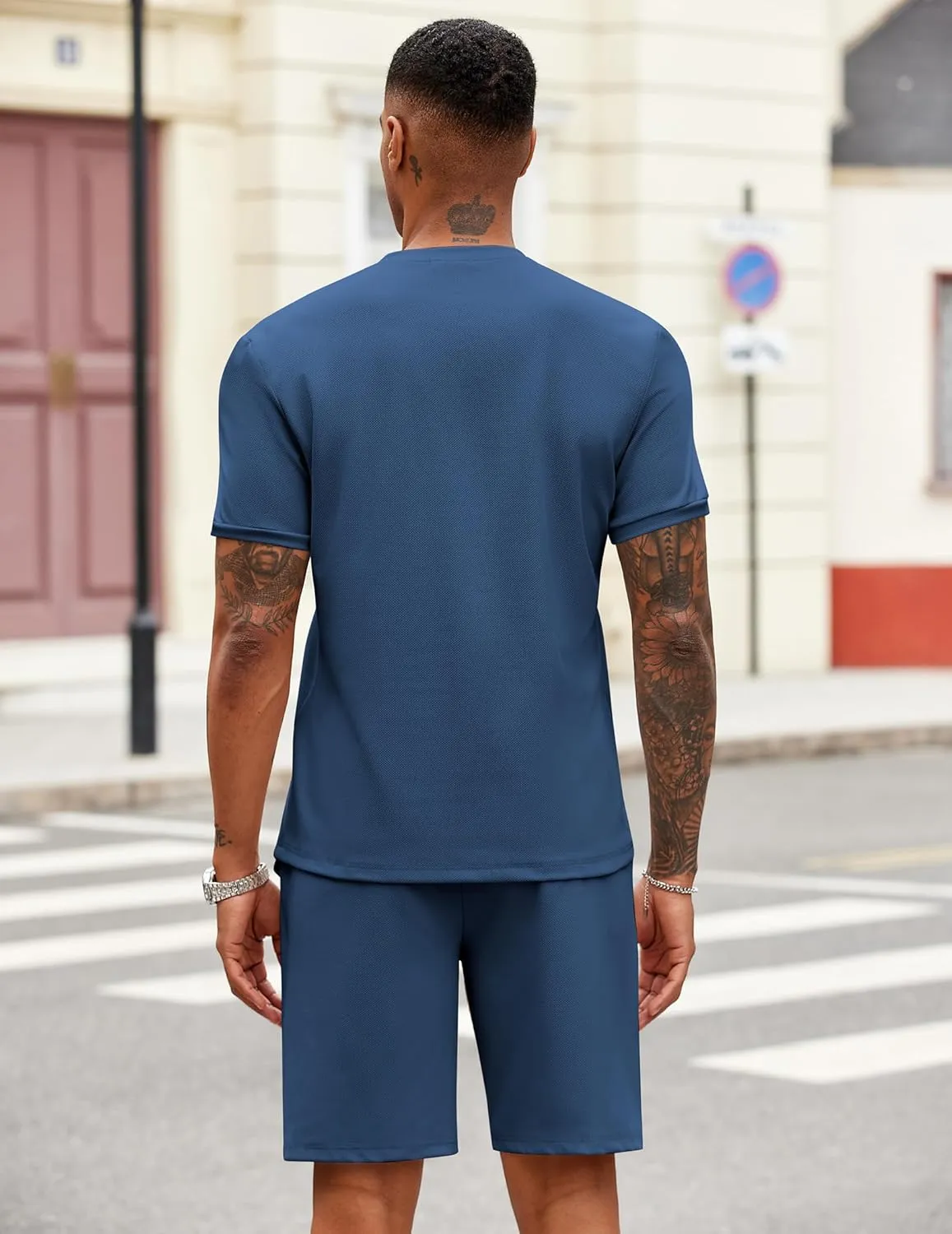 COOFANDY Men's 2 Pieces Outfits Casual Quarter Zip Polo T Shirt and Shorts Set Athletic Jogging Summer Tracksuit