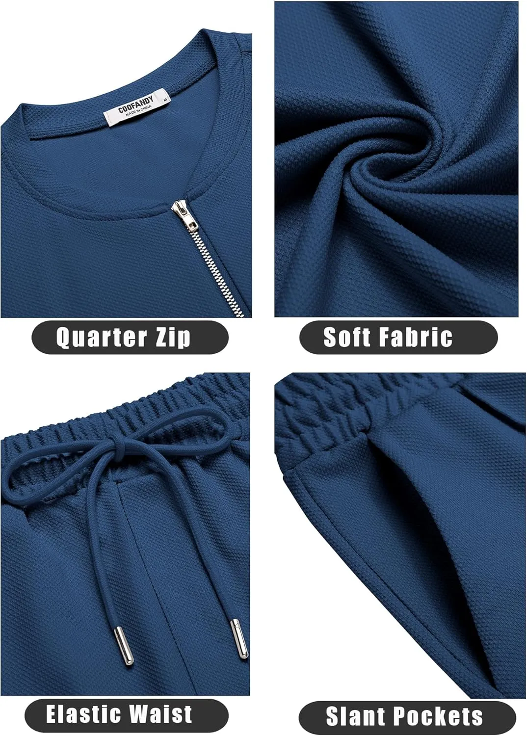 COOFANDY Men's 2 Pieces Outfits Casual Quarter Zip Polo T Shirt and Shorts Set Athletic Jogging Summer Tracksuit