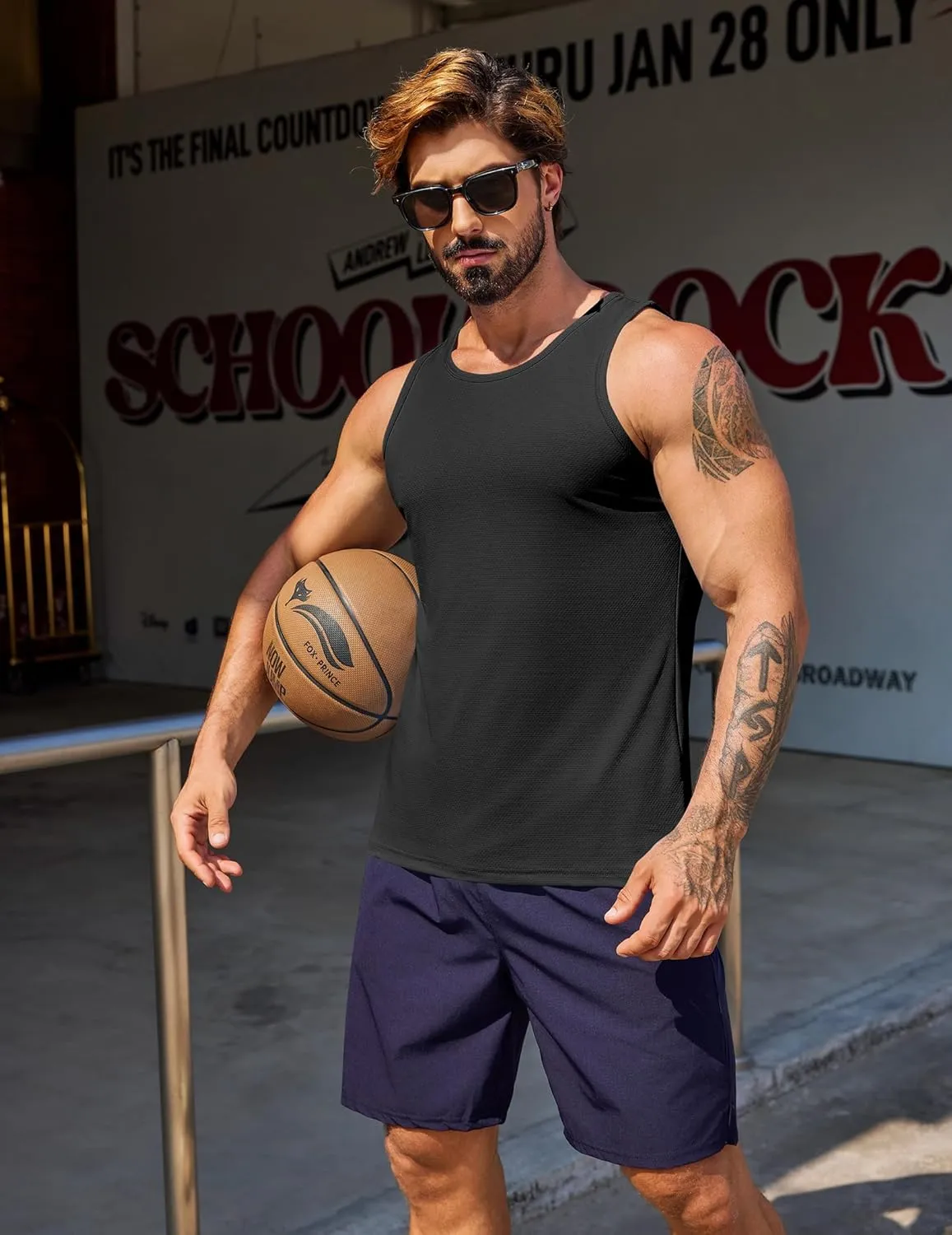 COOFANDY Men's Workout Tank Tops UPF 50  Sleeveless Gym Muscle Shirts Cooling Quick Dry Bodybuilding Tanks for Swim Beach
