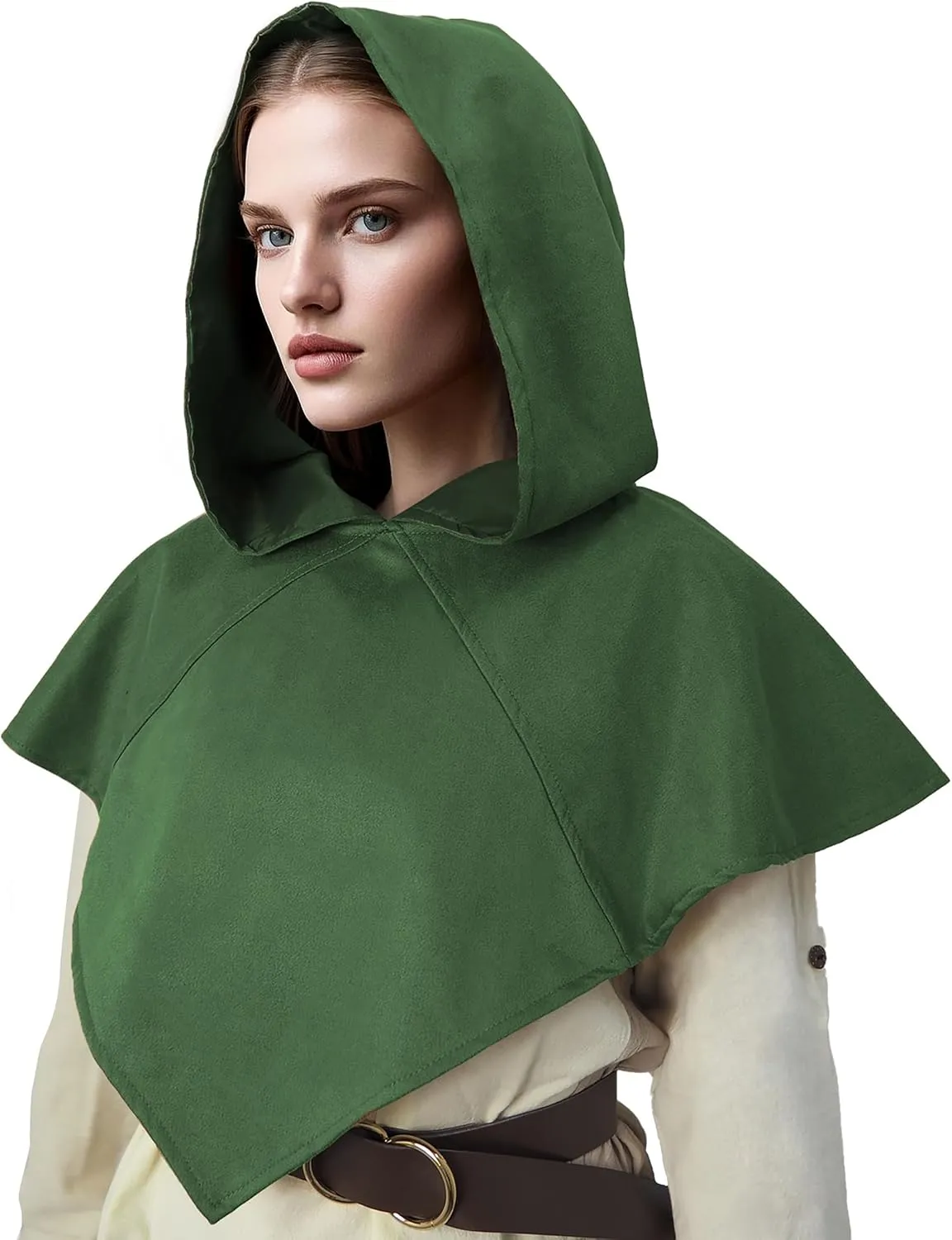 CosInStyle Retro Medieval Hooded Cape for Halloween Cosplay - Compact Renaissance Costume Accessory for Women & Men