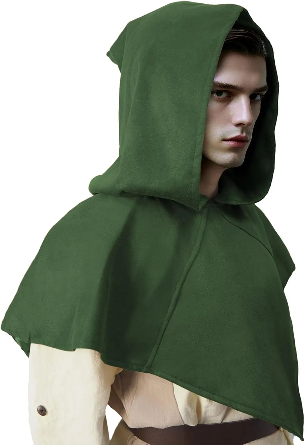 CosInStyle Retro Medieval Hooded Cape for Halloween Cosplay - Compact Renaissance Costume Accessory for Women & Men
