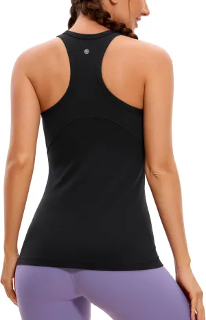 CRZ YOGA Butterluxe Womens Workout Racerback Sleeveless Tops High Neck Athletic Camisole Tanks Running Gym Yoga Shirts