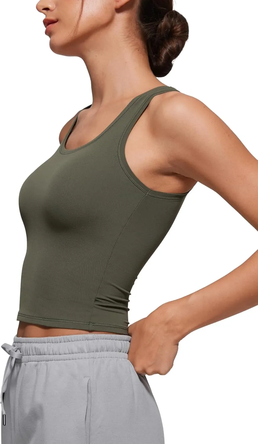 CRZ YOGA Softembrace Casual Tops for Women Soft Double Lined Scoop Neck Crop Sleeveless Shirts Basic Going Out Tanks