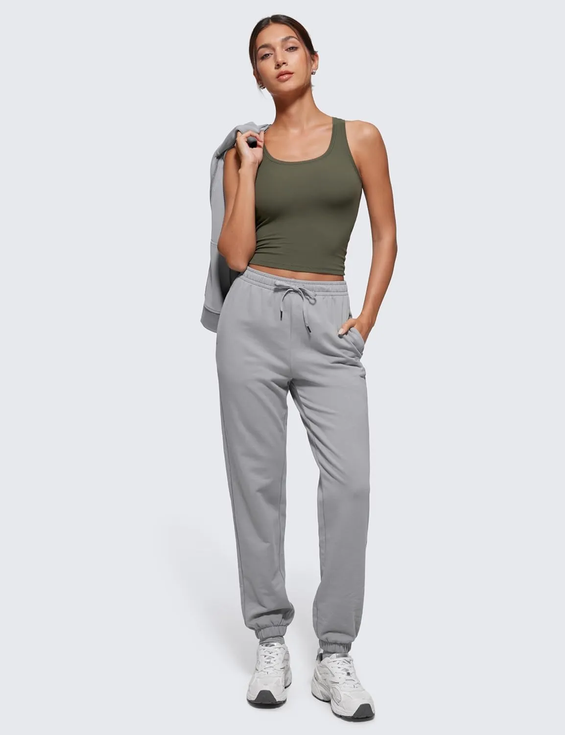 CRZ YOGA Softembrace Casual Tops for Women Soft Double Lined Scoop Neck Crop Sleeveless Shirts Basic Going Out Tanks