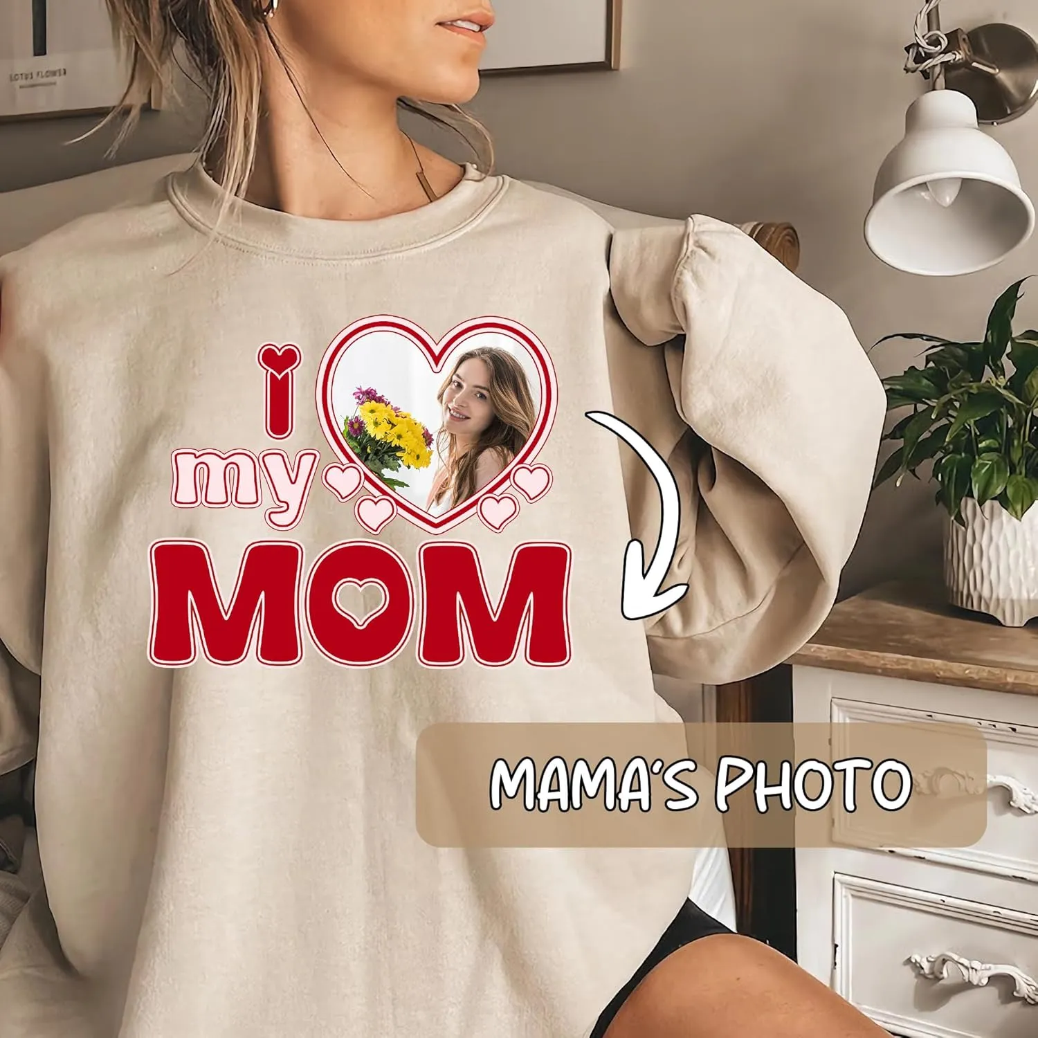 Custom Mama Sweatshirt for Women, Personalized Sweatshirts, Mothers Day Birthday Gifts for Mom From Daughter Son