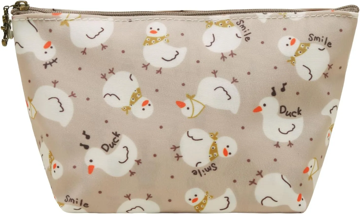 Cute Duck Makeup Bag, Waterproof Cosmetic Travel Bag, Zipper Organizer Bag Carry-All Pouch, Duck Gifts for Duck Lovers Birthday Gift (Smile Duck)
