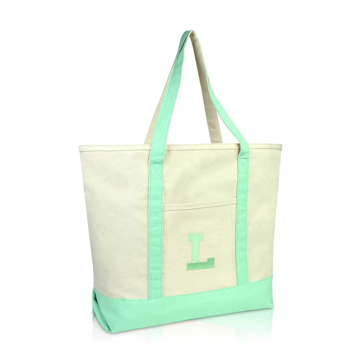 Dalix Initial Tote Bag Personalized Monogram Zippered Top Letter - L