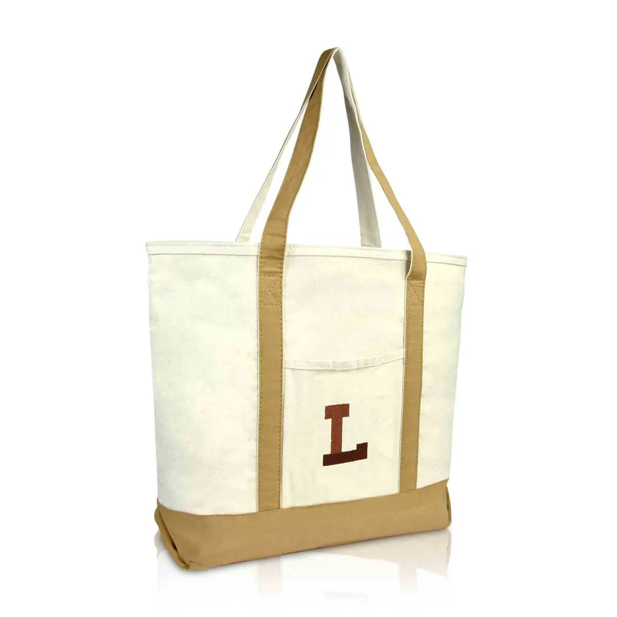 Dalix Initial Tote Bag Personalized Monogram Zippered Top Letter - L