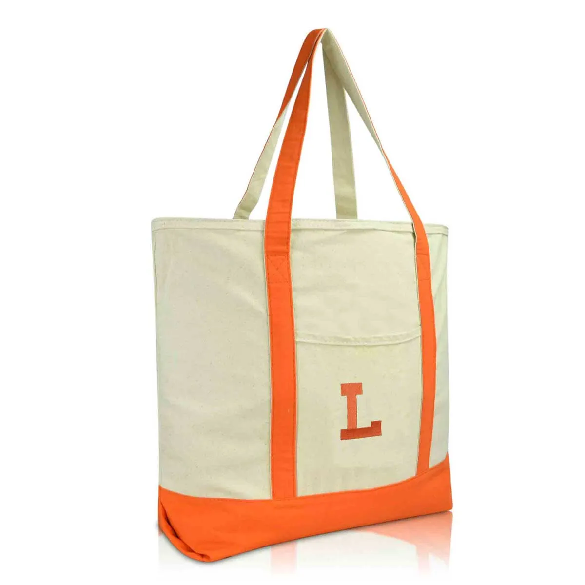 Dalix Initial Tote Bag Personalized Monogram Zippered Top Letter - L