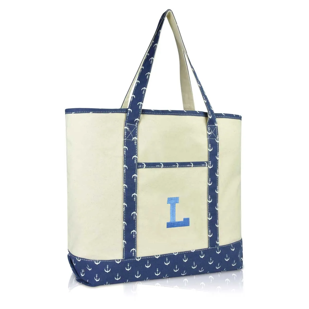 Dalix Initial Tote Bag Personalized Monogram Zippered Top Letter - L