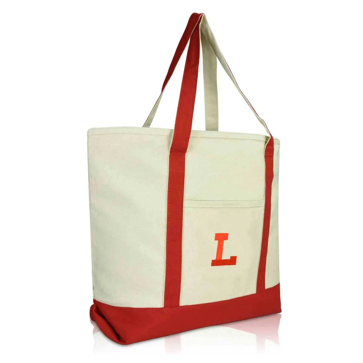 Dalix Initial Tote Bag Personalized Monogram Zippered Top Letter - L
