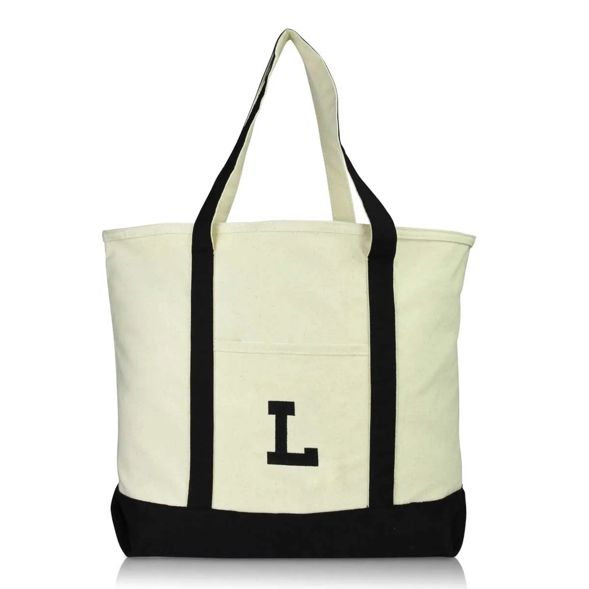 Dalix Initial Tote Bag Personalized Monogram Zippered Top Letter - L
