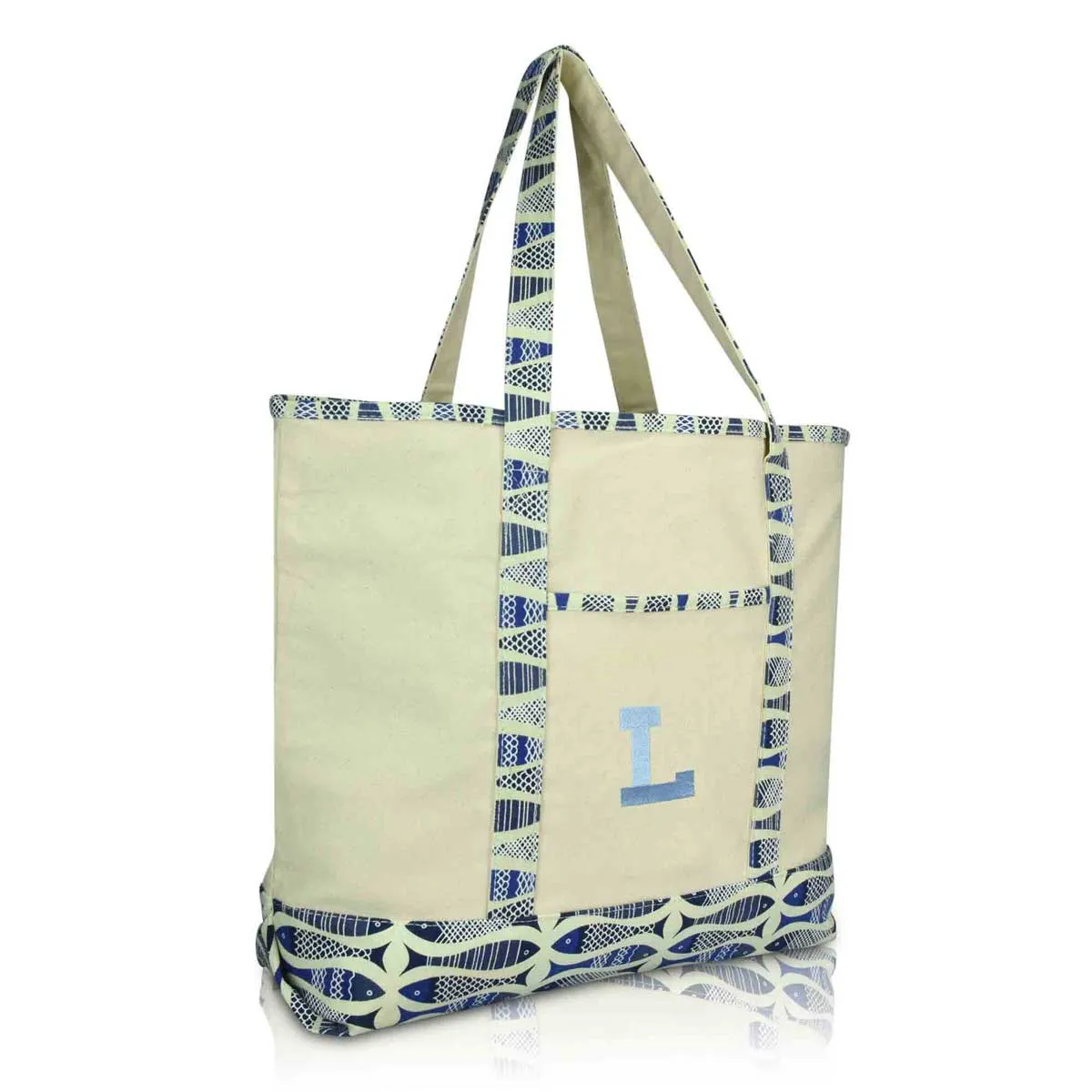 Dalix Initial Tote Bag Personalized Monogram Zippered Top Letter - L