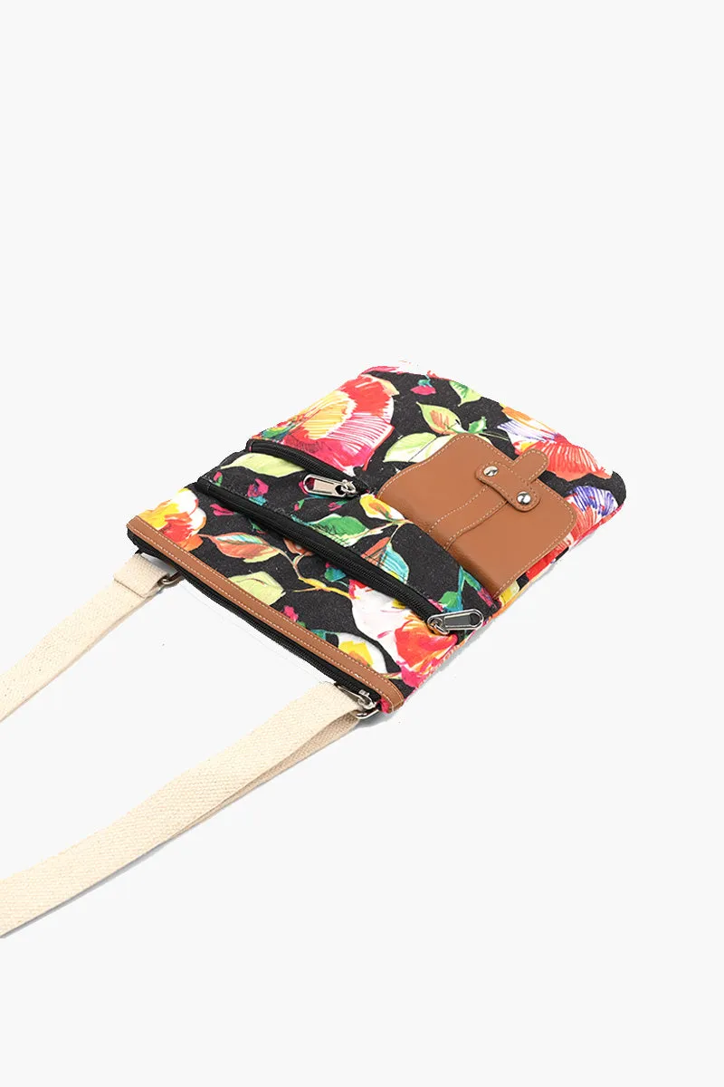 Dark Floral Crossbody Bag