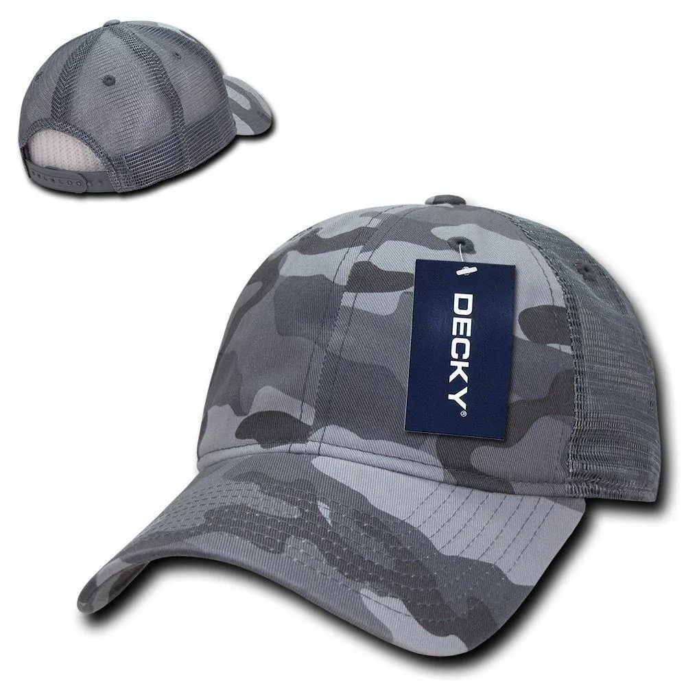 Decky Relaxed Camo 6 Panel Pre Curved Bill Trucker Baseball Caps Hats