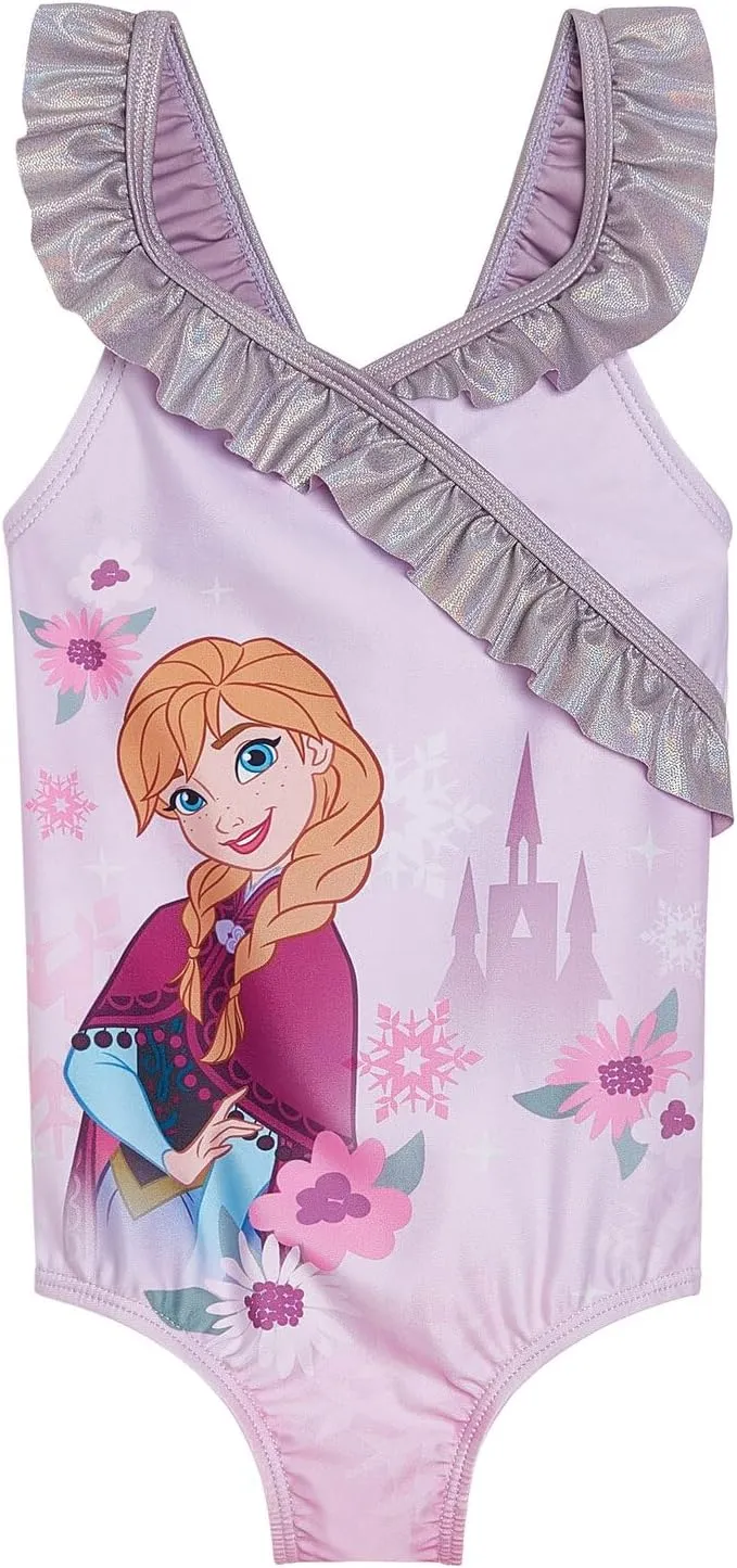 Disney Frozen Girls UPF 50  One Piece Bathing Suit Toddler to Big Kid Sizes (2T - 10-12)