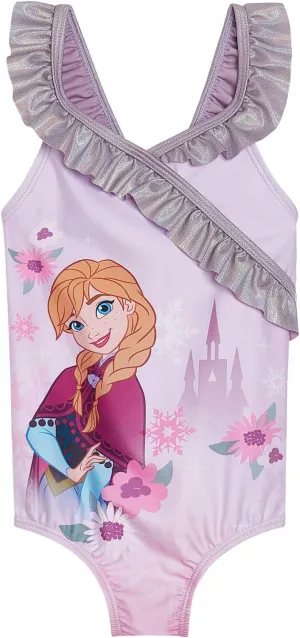 Disney Frozen Girls UPF 50  One Piece Bathing Suit Toddler to Big Kid Sizes (2T - 10-12)