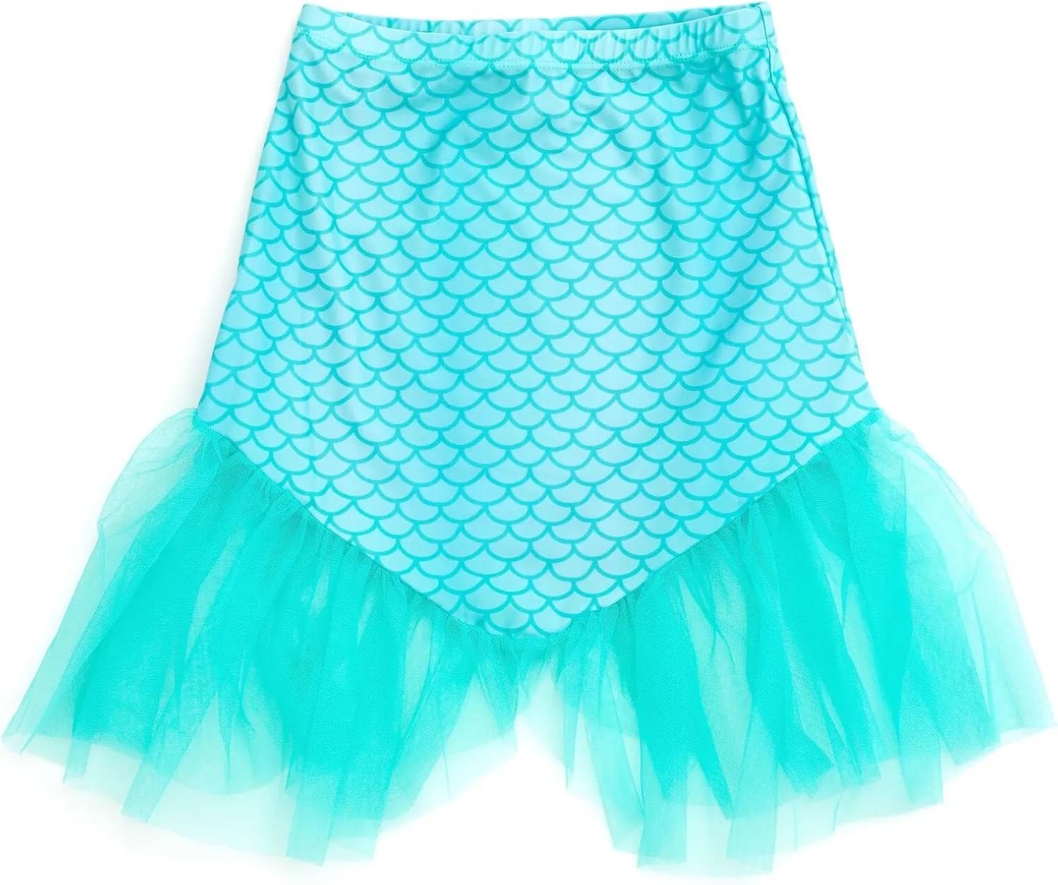 Disney Girls Ruffled Square Neck UPF 50  Bikini Top, Bottom & Tail 3 Piece Swim Set Little Kid to Big Kid Sizes (4-10-12)