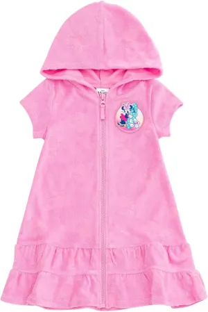Disney Junior Girls Loop Terry Cloth Hooded Zip Up Swimsuit Cover-Up Toddler to Big Kid Sizes (2T - 14-16)