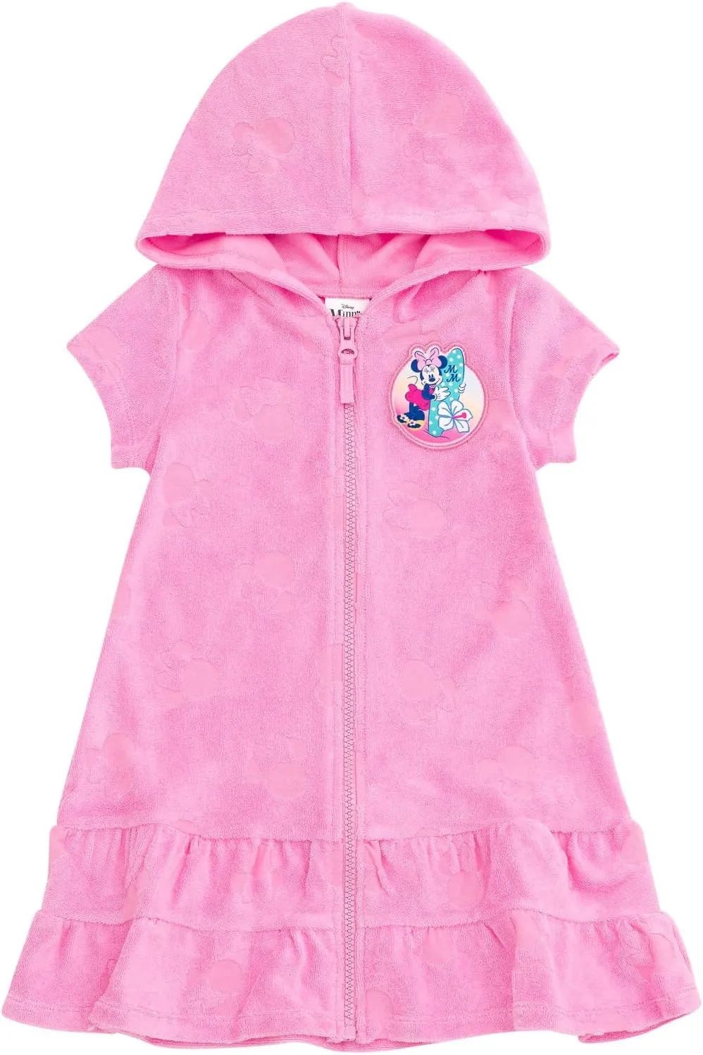 Disney Junior Girls Loop Terry Cloth Hooded Zip Up Swimsuit Cover-Up Toddler to Big Kid Sizes (2T - 14-16)