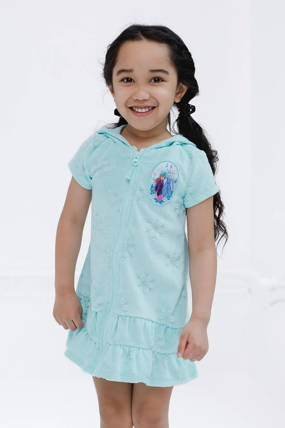 Disney Junior Girls Loop Terry Cloth Hooded Zip Up Swimsuit Cover-Up Toddler to Big Kid Sizes (2T - 14-16)