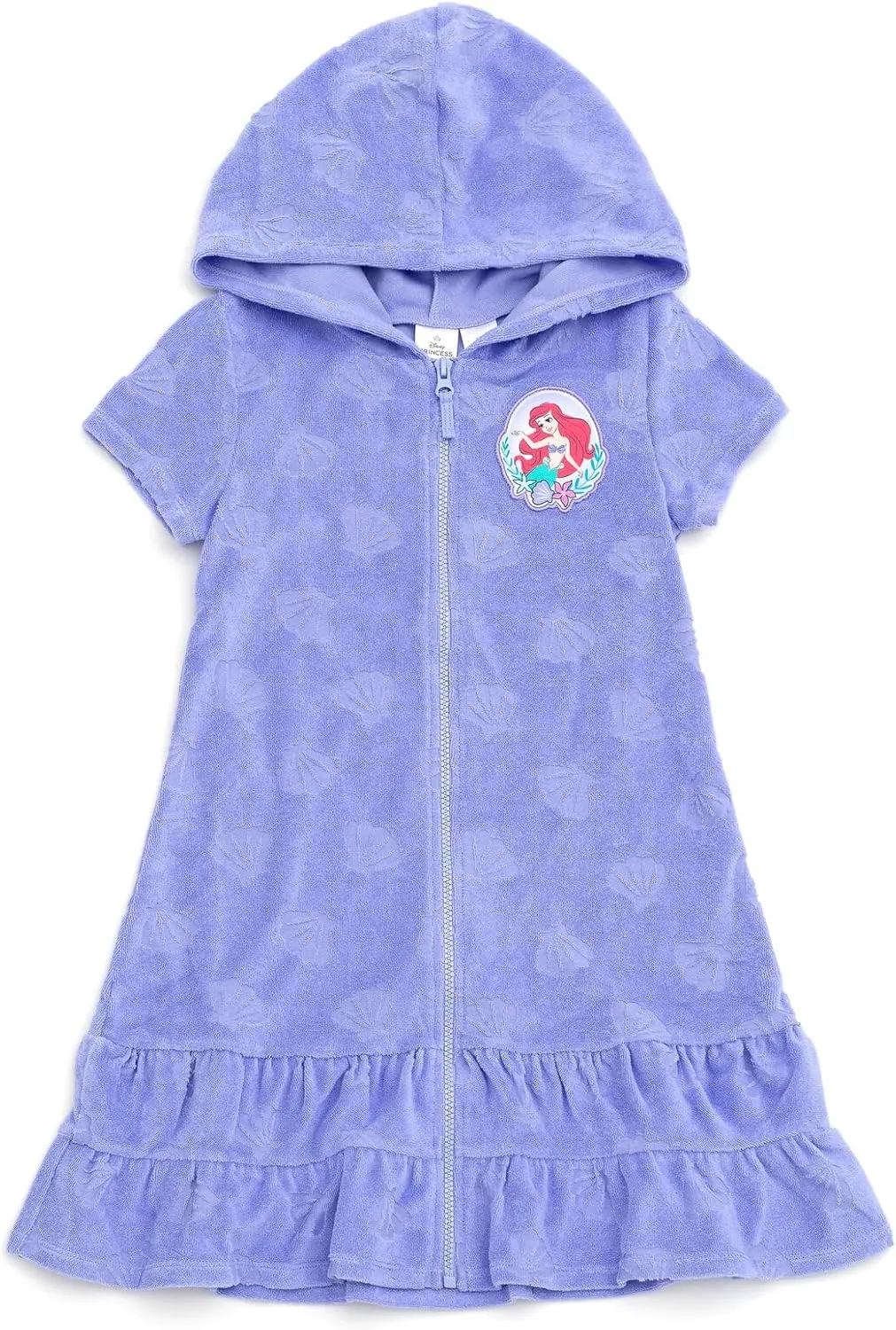 Disney Junior Girls Loop Terry Cloth Hooded Zip Up Swimsuit Cover-Up Toddler to Big Kid Sizes (2T - 14-16)