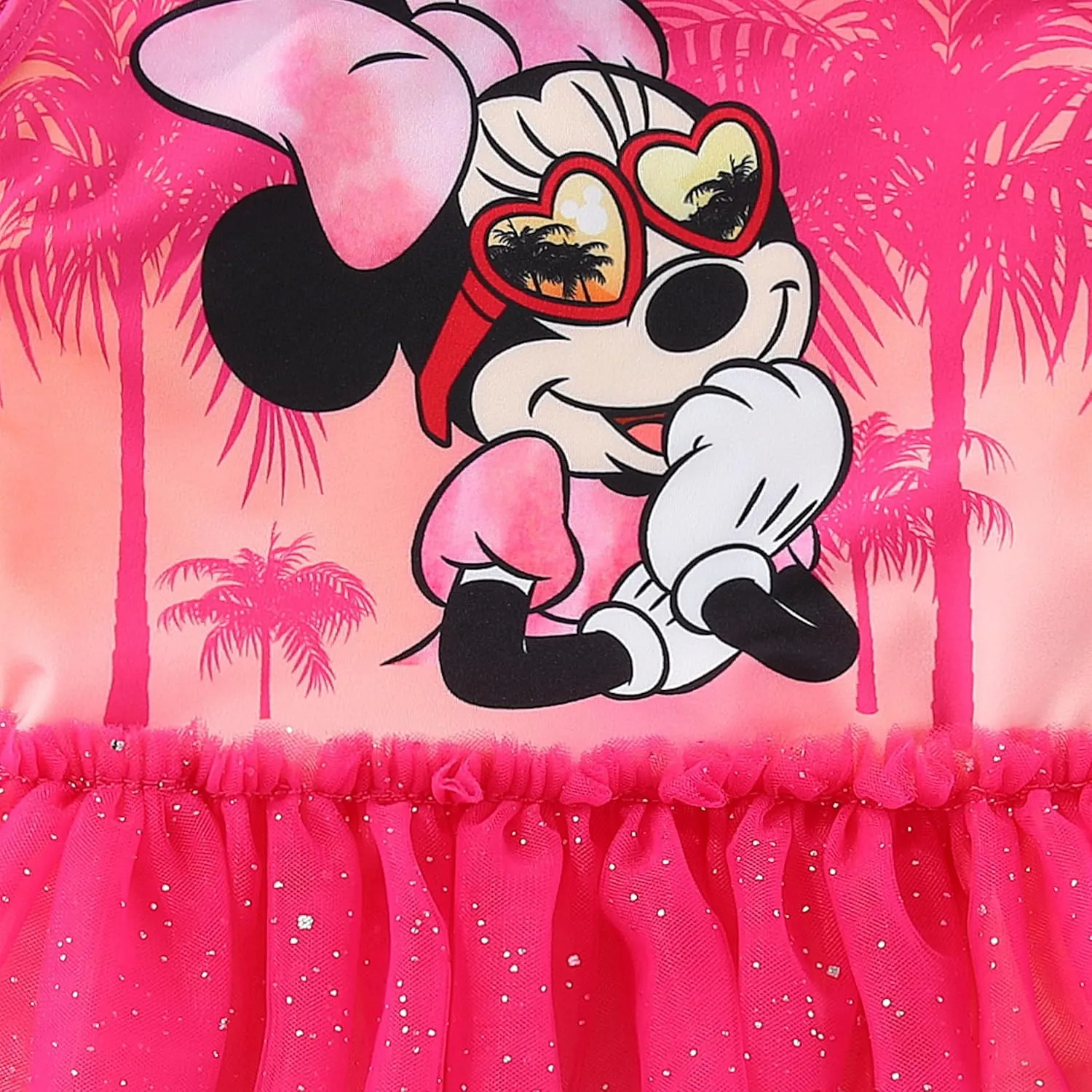 Disney Minnie Mouse Girls UPF 50  One Piece Bathing Suit for Toddler and Big Kids
