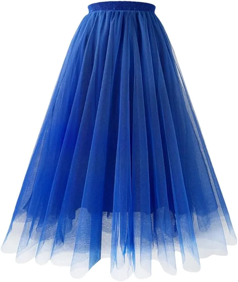 Dvbfufv Women Mesh Pleated A-Line Skirt Women Summer High Waist Midi Skirts