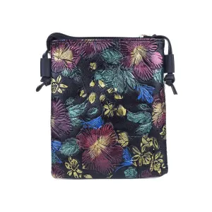 EMBOSSED FLORAL CROSSBODY BAG - PINK/BLACK